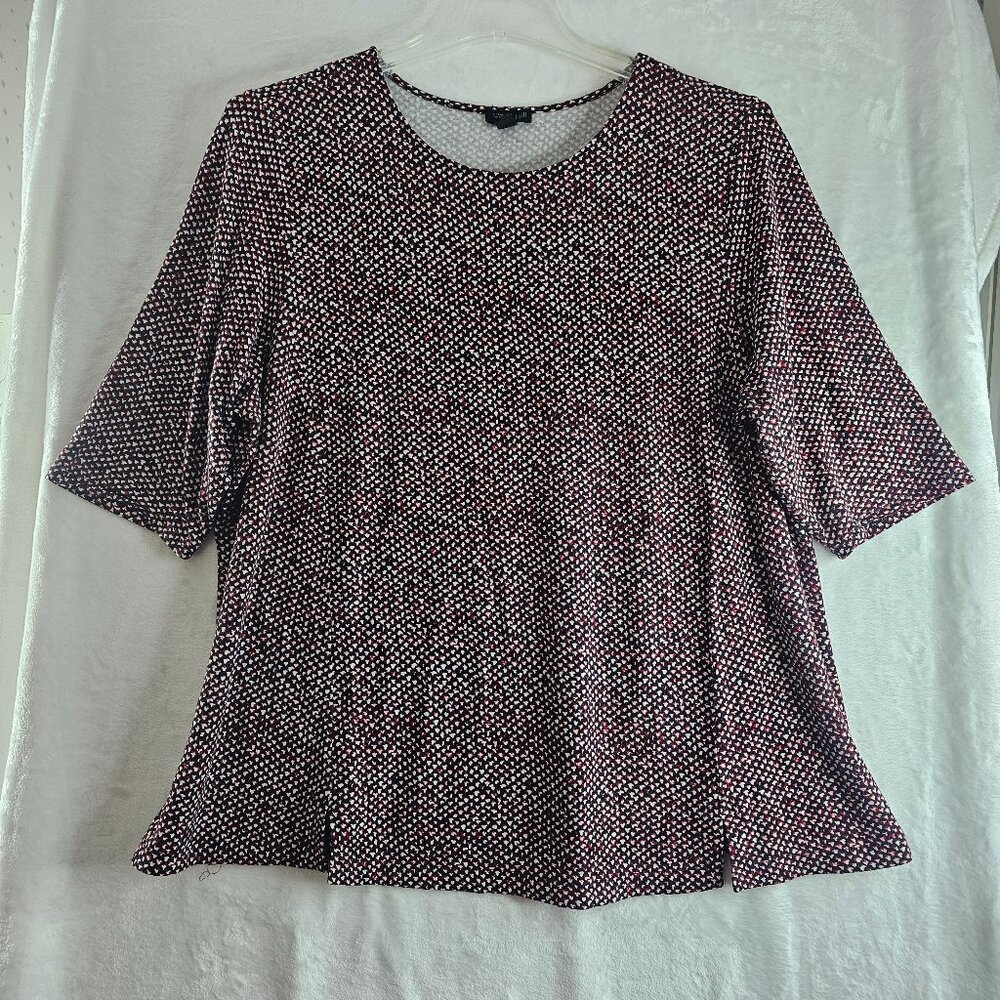 J. Jill Wearever Women Top Tunic Size 2x Pullover Black Red White Relaxed